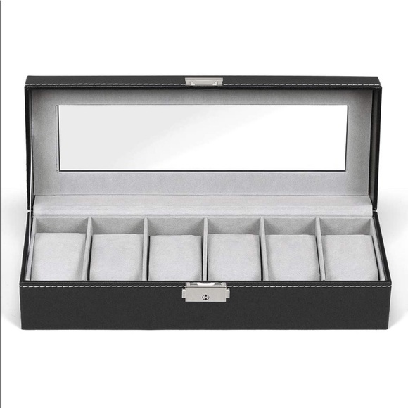 6 Slot Watch Box Display Case Organizer | Black | Gifts For Him 🎁 - Picture 4 of 4